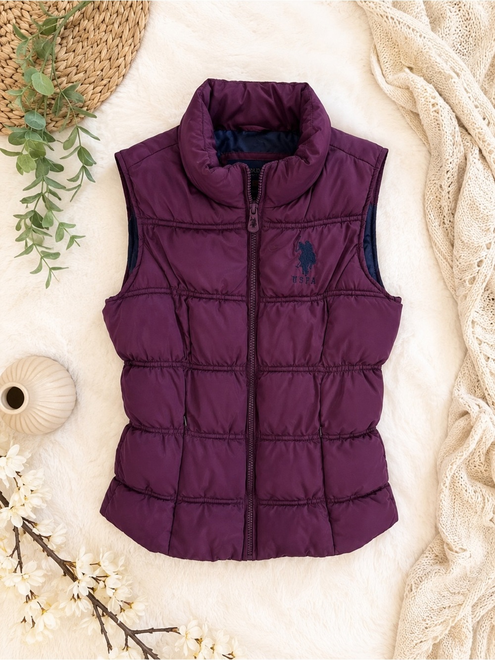 Vintage Y2K U.S. Polo Assn. Purple Quilted Puffer Vest Size M